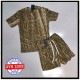 completo ciniglia moda unisex tshirt + bermuda cammello