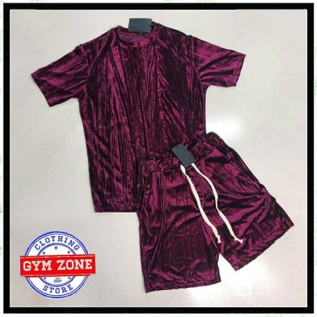 completo ciniglia moda unisex tshirt + bermuda  bordeaux