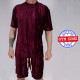 completo ciniglia moda unisex tshirt + bermuda  bordeaux