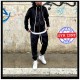 Tuta black ciniglia maculata zip e cappuccio nera