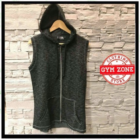 Smanicato con zip e cappuccio melange